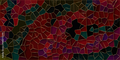 Beautiful red crystallized black background. abstract light colorful stone with shadow   pattern. modern wallpaper, trendy simple minimal geometric pastel background vector abstract mosaic backdrop.