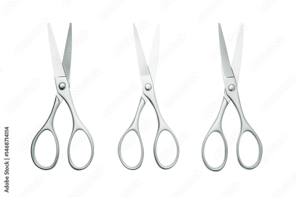 Three pairs of metal scissors Three pairs of metal scissors