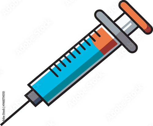 A detailed syringe vector art illustration, perfect for medical, healthcare, or scientific designs, showcasing precision and clarity.