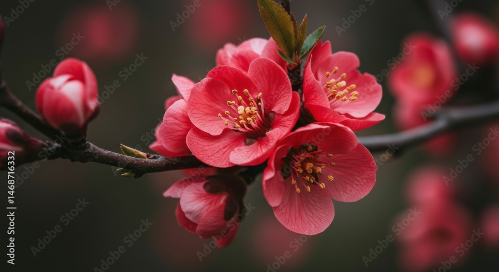 Obraz premium Close-up of vibrant pink blossoms on a branch