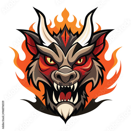 157 Vactor Dragon black and red with fir hunting Japanese demon 