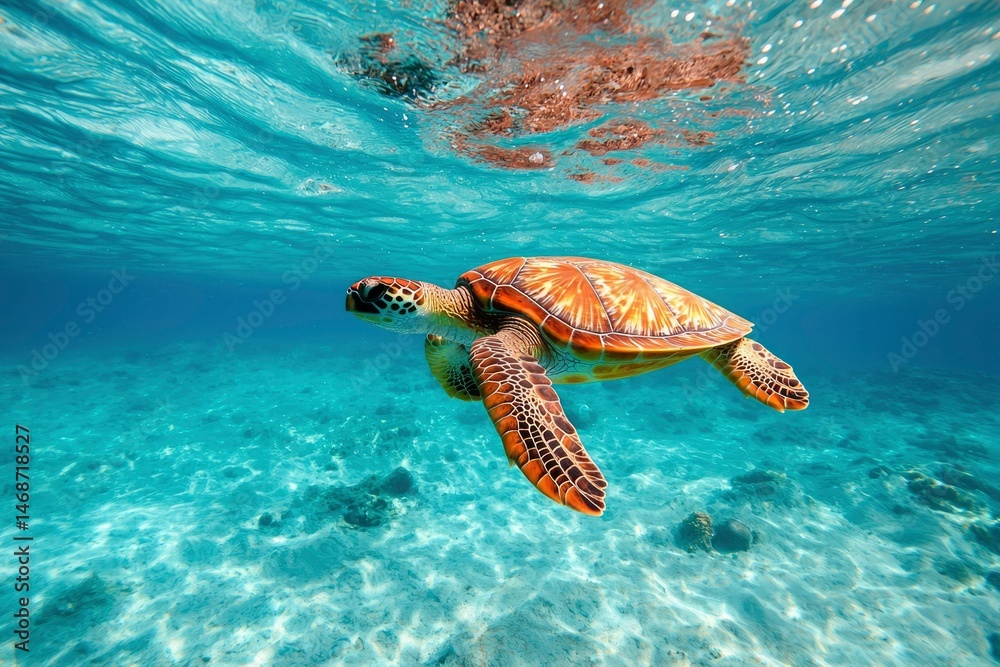 Fototapeta premium Sea Turtle swimming underwater