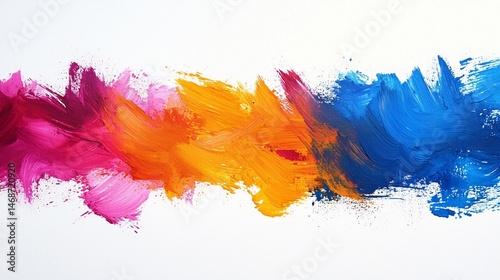 Colorful paint strokes on white background, abstract art