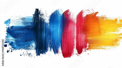 Colorful paint strokes on white background, design element