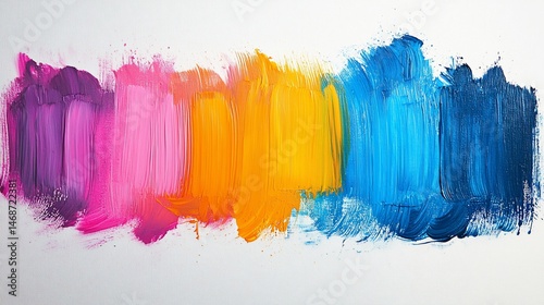 Colorful paint strokes on white background, art texture