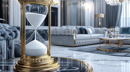 Luxurious interior design featuring an ornate hourglass.