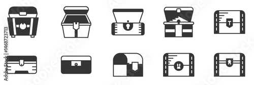 set of treasure chest icons vector. editable