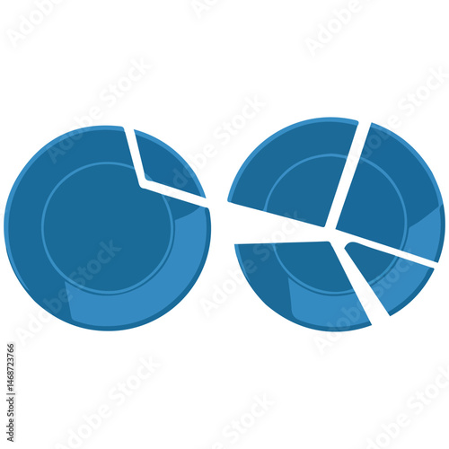 Broken white plates pieces isolated vector illustration on white background