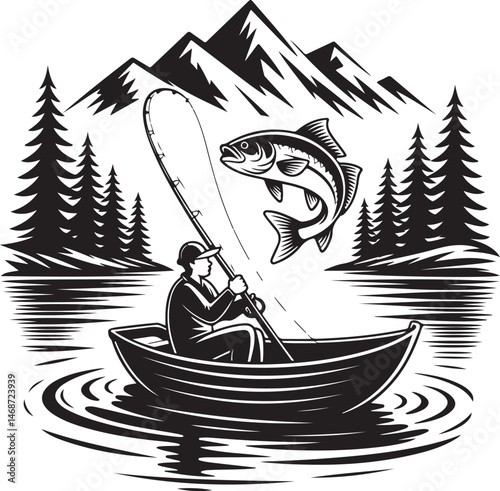"Fish Hunting Silhouette | Fishing Scene Vector Art"

"Fishing Vector Design | Hunter and Fish Clipart"

"Fish Catching Scene | Outdoor Hunting Illustration"

"Fishing Rod Silhouette | Fisherman with 