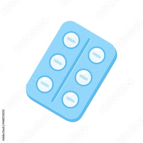 Vector blister pack, concept of taking medicine continuously to treat chronic diseases.