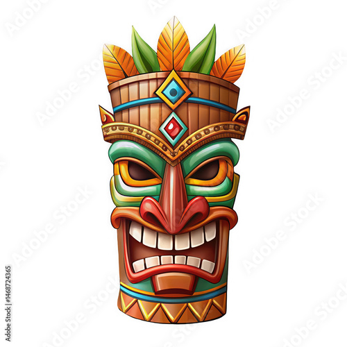 Totem tiki mask on transparent background