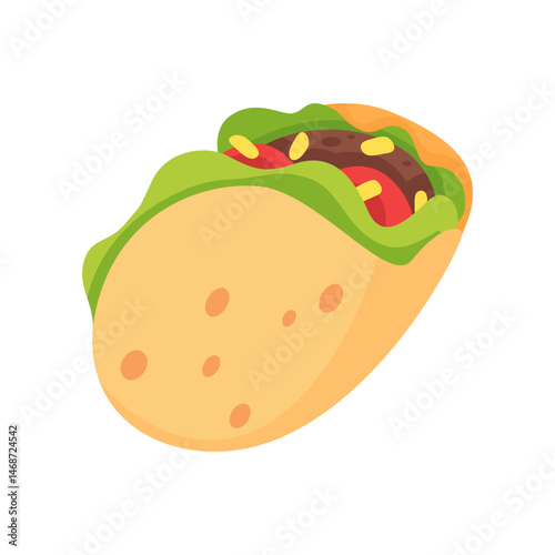 Colorful taco with fresh toppings and vibrant ingredients