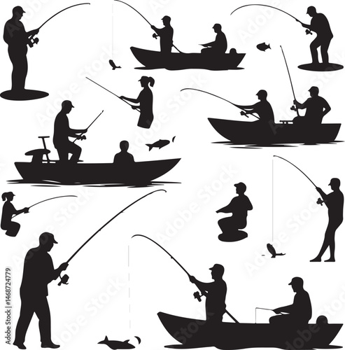 Fisherman Casting Line Silhouette

Fishing Boat on the Lake Vector Design

Underwater Fish Hunting Scene Silhouette

Spearfishing Adventure Silhouette Art

Fishing Rod and Catch Moment Vector