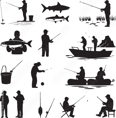Fisherman Casting Line Silhouette

Fishing Boat on the Lake Vector Design

Underwater Fish Hunting Scene Silhouette

Spearfishing Adventure Silhouette Art

Fishing Rod and Catch Moment Vector