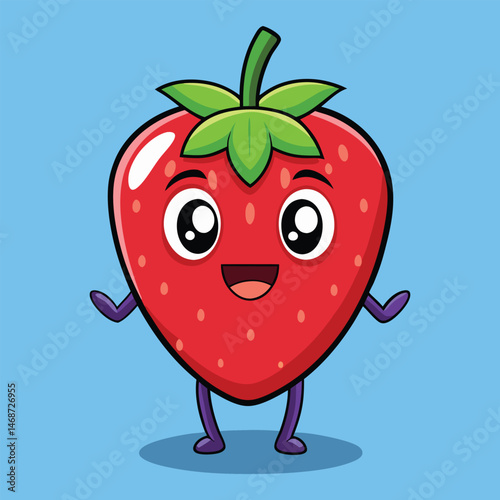 funny cartoon strawberry with a smile