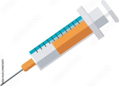 A detailed syringe vector art illustration showcasing a realistic and clean design, perfect for medical, healthcare, and pharmaceutical themes.