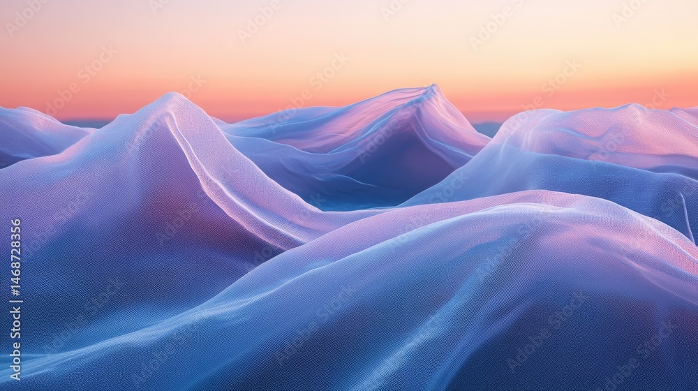 Fototapeta premium Soft, ethereal mountains draped in flowing fabric.