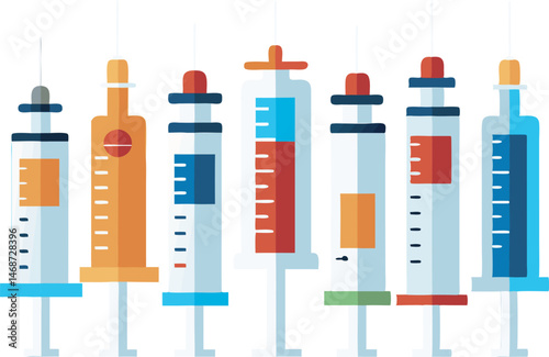 A detailed syringe vector art illustration showcasing a realistic and clean design, perfect for medical, healthcare, and pharmaceutical themes.