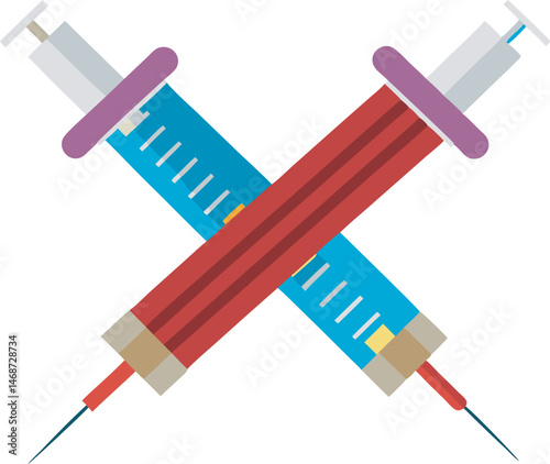 A detailed syringe vector art illustration showcasing a realistic and clean design, perfect for medical, healthcare, and pharmaceutical themes.