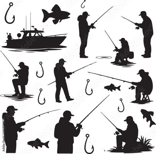 Fisherman Casting Line Silhouette

Fishing Boat on the Lake Vector Design

Underwater Fish Hunting Scene Silhouette

Spearfishing Adventure Silhouette Art

Fishing Rod and Catch Moment Vector