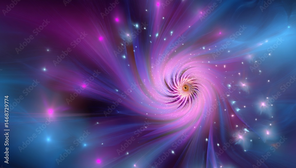 Fototapeta premium Abstract Background with Glowing Neon Swirls and Fractal Patterns in Pink, Purple, and Blue Colors