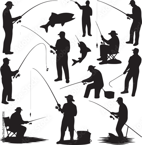 Fisherman Casting Line Silhouette

Fishing Boat on the Lake Vector Design

Underwater Fish Hunting Scene Silhouette

Spearfishing Adventure Silhouette Art

Fishing Rod and Catch Moment Vector