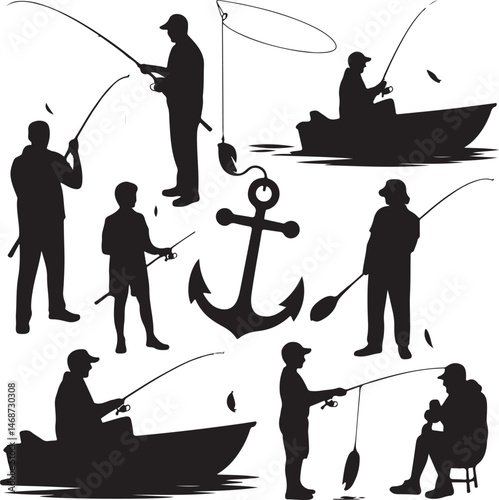 Fisherman Casting Line Silhouette

Fishing Boat on the Lake Vector Design

Underwater Fish Hunting Scene Silhouette

Spearfishing Adventure Silhouette Art

Fishing Rod and Catch Moment Vector