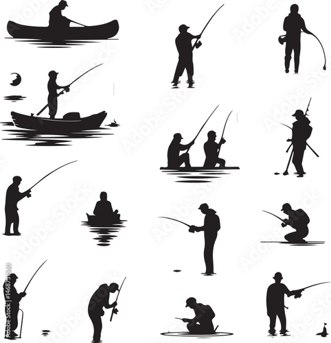 Fisherman Casting Line Silhouette

Fishing Boat on the Lake Vector Design

Underwater Fish Hunting Scene Silhouette

Spearfishing Adventure Silhouette Art

Fishing Rod and Catch Moment Vector