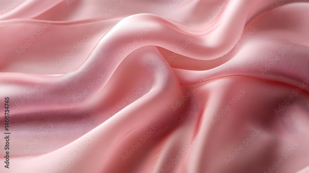 Obraz premium Close-up view of a soft, smooth, pink satin fabric texture.