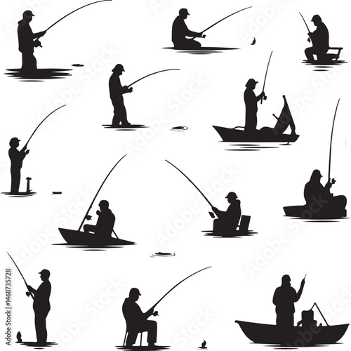 Fisherman Casting Line Silhouette

Fishing Boat on the Lake Vector Design

Underwater Fish Hunting Scene Silhouette

Spearfishing Adventure Silhouette Art

Fishing Rod and Catch Moment Vector