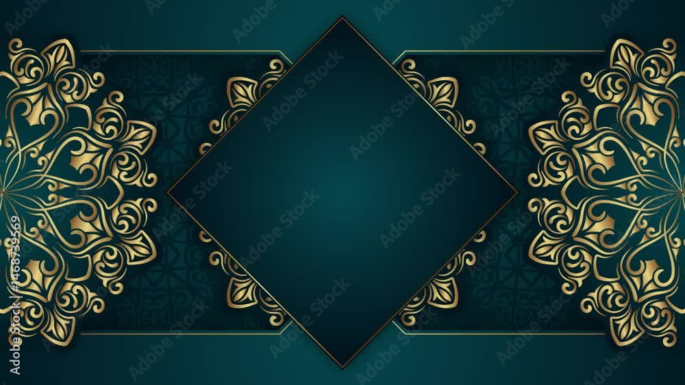 Luxury green background with golden mandala ornament