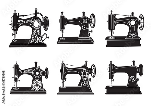 Sewing Machine Silhouette Vector Set