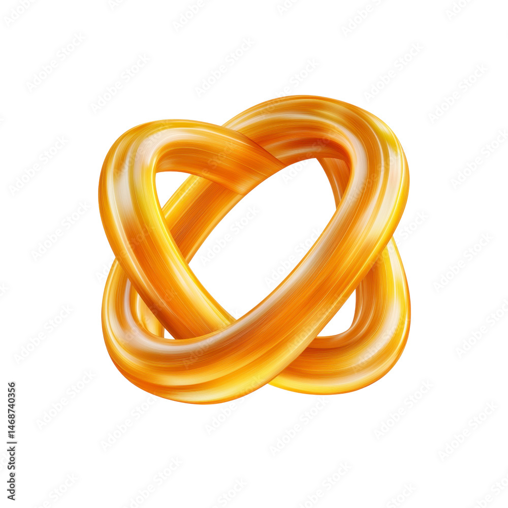 Abstract Golden Intertwined Rings 3D Render of Luxurious Flowing Design