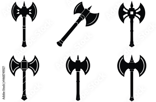 Battle Axe Silhouette Vector  Illustration Bundle