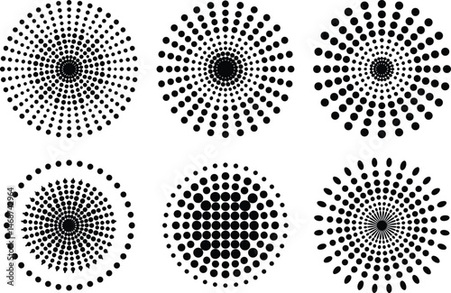 Radial Dot Matrix Vector Graphics Bundle
