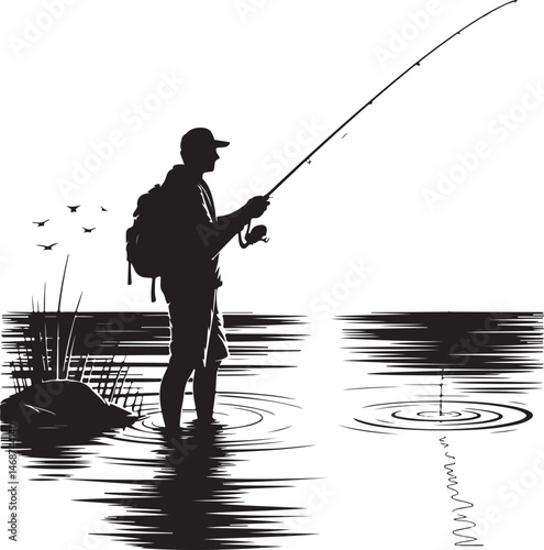 Fisherman Casting Line Silhouette

Fish Caught Mid-Jump Vector Scene

Fishing Boat Adventure Silhouette

Spearfishing in Action Silhouette

Calm Lake Fish Hunt Vector Design