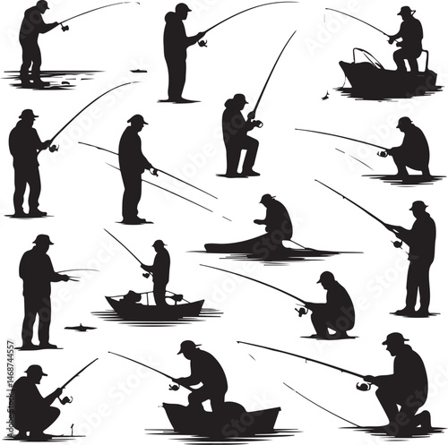 Fisherman Casting Line Silhouette

Fish Caught Mid-Jump Vector Scene

Fishing Boat Adventure Silhouette

Spearfishing in Action Silhouette

Calm Lake Fish Hunt Vector Design