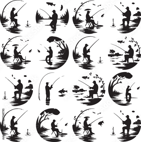Fisherman Casting Line Silhouette

Fish Caught Mid-Jump Vector Scene

Fishing Boat Adventure Silhouette

Spearfishing in Action Silhouette

Calm Lake Fish Hunt Vector Design