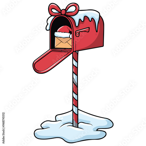 Santas mailbox Christmas isolated vector illustration on white background