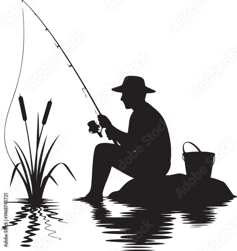 Fisherman Casting Line Silhouette

Fish Caught Mid-Jump Vector Scene

Fishing Boat Adventure Silhouette

Spearfishing in Action Silhouette

Calm Lake Fish Hunt Vector Design