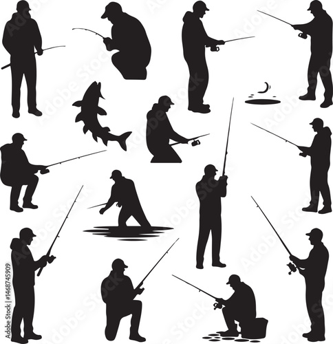 Fisherman Casting Line Silhouette

Fish Caught Mid-Jump Vector Scene

Fishing Boat Adventure Silhouette

Spearfishing in Action Silhouette

Calm Lake Fish Hunt Vector Design
