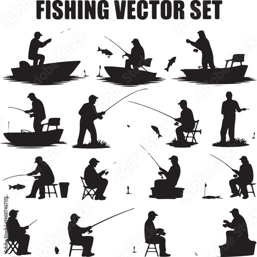 Fisherman Casting Line Silhouette

Fish Caught Mid-Jump Vector Scene

Fishing Boat Adventure Silhouette

Spearfishing in Action Silhouette

Calm Lake Fish Hunt Vector Design