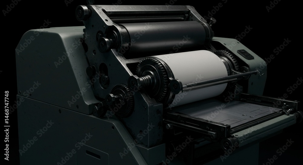 Naklejka premium Industrial printing press close-up