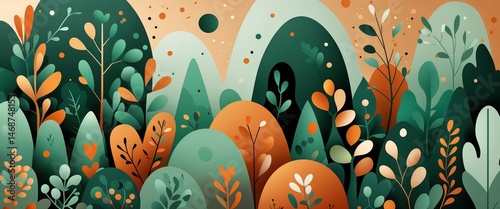 Joyful woodland green and warm brown color abstract background