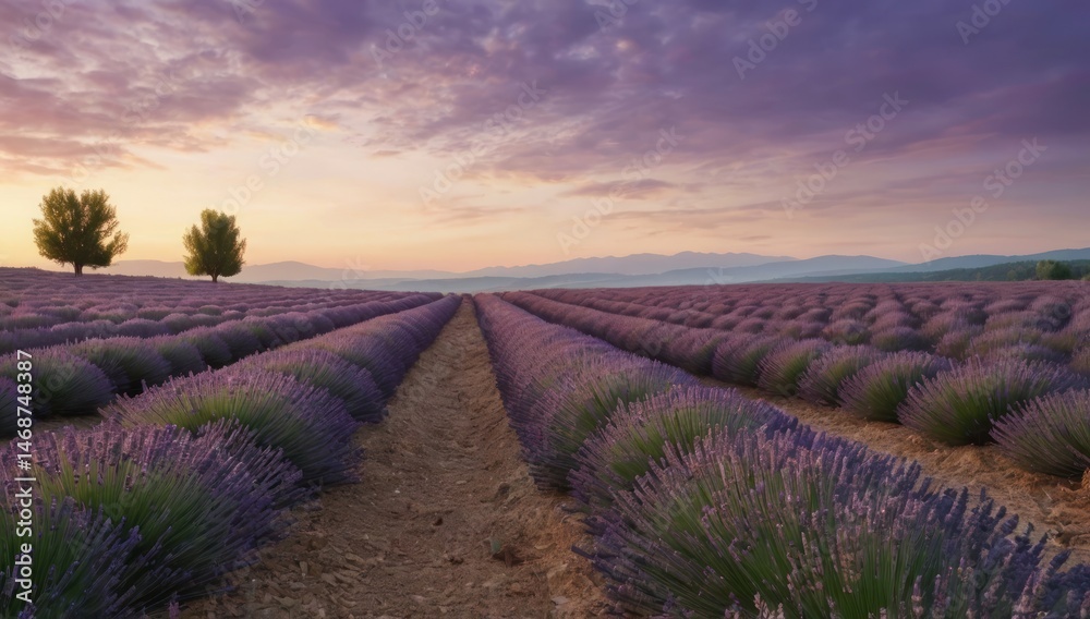 Fototapeta premium Lavender Field at Dusk