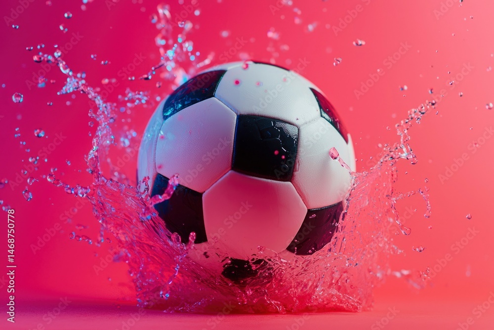 Naklejka premium Soccer ball in water splash