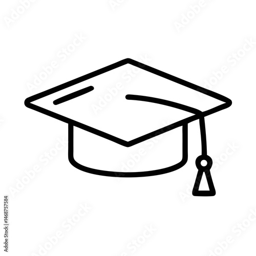Graduation Cap Icon – Education Outline Symbol for School and Academic Achievement