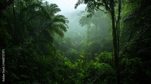 Obraz na płótnie Lush tropical rainforest vista w salonie