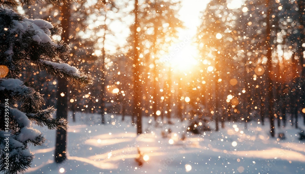 Winter wonderland forest scene