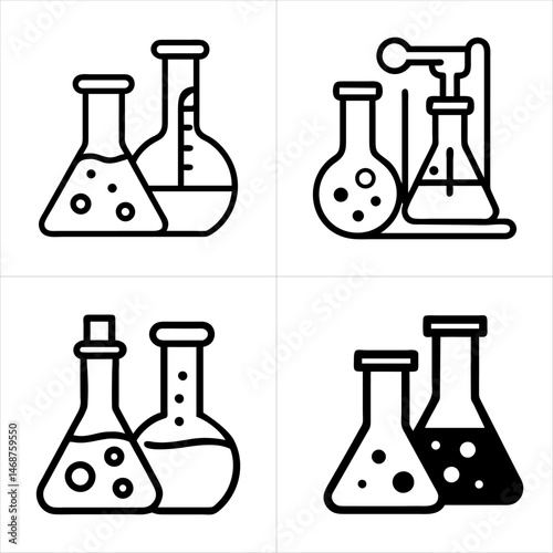 chemistry lab icon set
